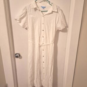 Draper James White Eyelet Embordary Floral Print  dress - size Large
